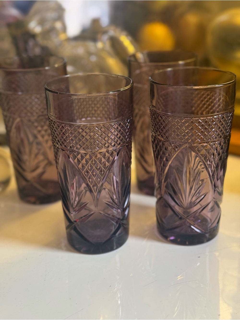Cristal d’Arques Antique Amethyst Purple Highball Tumbler Glass Vintage - 4 cups